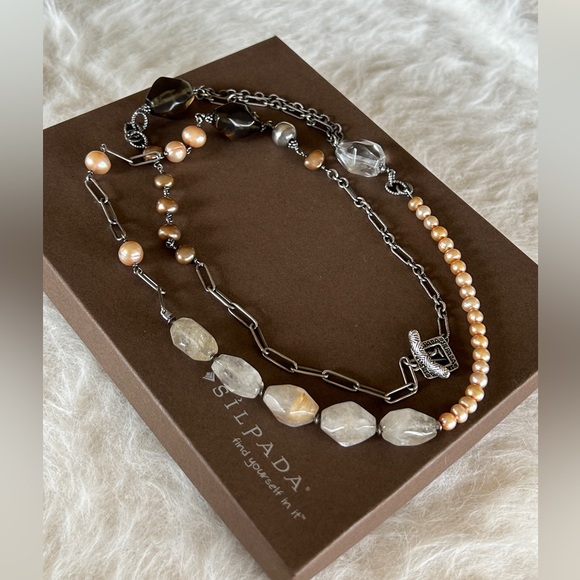 Silpada Jewelry - Silpada N1421 Sterling Silver Copper Champagne Pearl Smoky Quartz Necklace